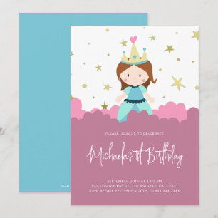 Pink Gold Princess Girl Birthday Party Invitation