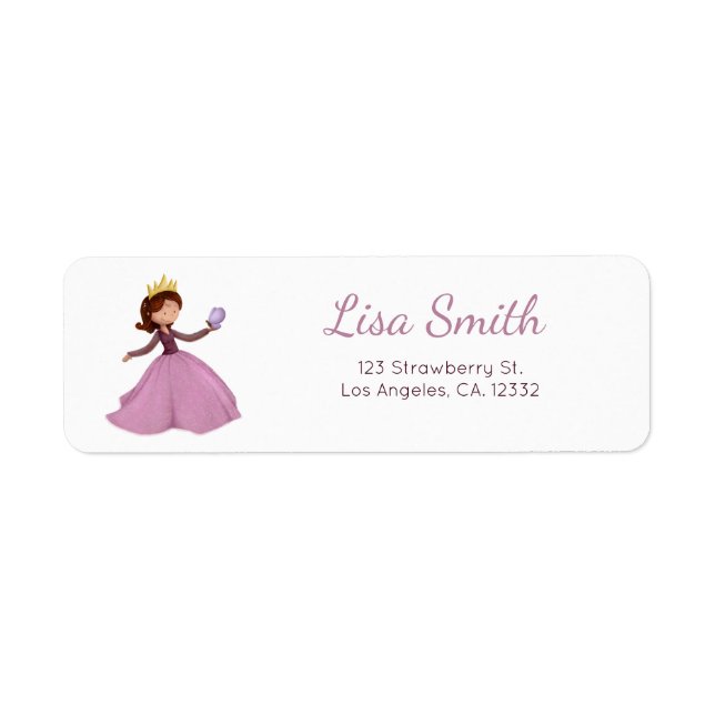 Pink Gold Princess Quinceanera Return Address (Front)