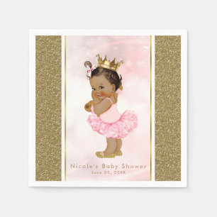Pink Gold Princess Vintage Baby Girl Shower Party Napkin
