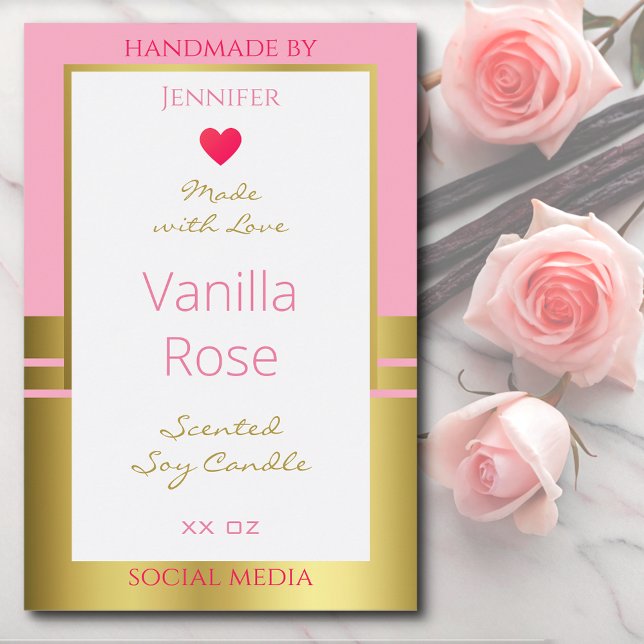 Pink Gold Product Packaging Label Easy Custom Text (Creator Uploaded)