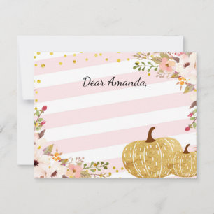 Pink Gold Pumpkin Time Capsule Note Card Guestbook
