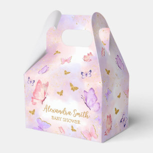 Pink Gold Purple Butterfly Baby Shower Favor Box