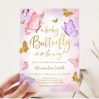 Pink Gold Purple Butterfly Baby Shower