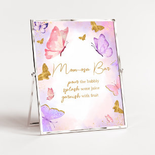 Pink Gold Purple Butterfly Baby Shower Mom Osa Bar Poster