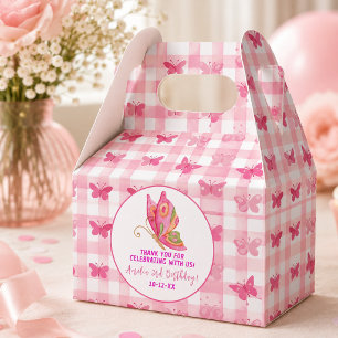 Pink gold purple elegant butterfly girl birthday favor box