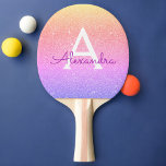 Pink Gold Purple Glitter and Sparkle Monogram Ping Pong Paddle<br><div class="desc">Pink,  Gold and Purple Pastel Ombre Faux Glitter and Sparkle Elegant Monogram Ping Pong Paddle. This Ping Pong Paddle can be customized to include your initial and first name.</div>