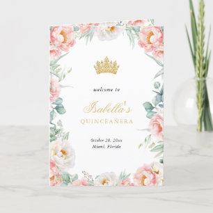 Pink Gold Quinceanera Princess Padrinos Event Program