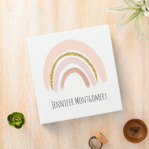 Pink & Gold Rainbow Elegant Boho Binder