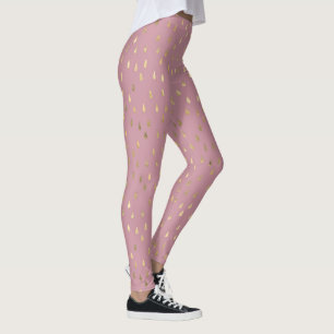 Pink Gold Raindrop Modern Trendy Yoga Leggings