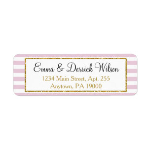 Pink Gold Return Address Labels Elegant Shower
