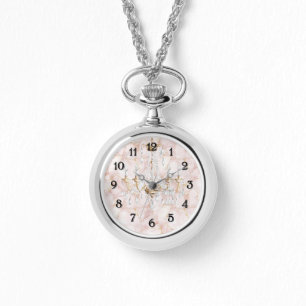 Pink Gold Rose Petals Floral Chandelier Watch