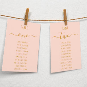 Pink Gold Script Modern Simple Seating Chart Card