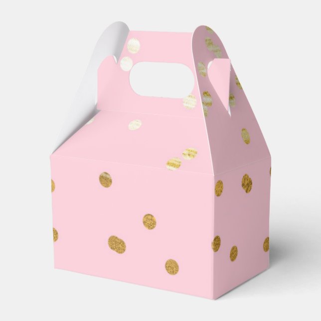Pink & Gold Shiny Confetti Dots Chic Modern Favour Favor Box (Front Side)