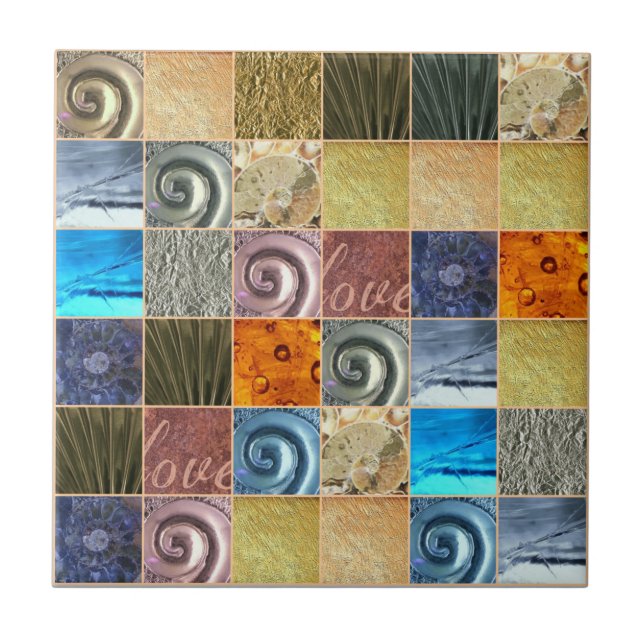 Pink Gold Silver Bronze Metal Love Mosaic Tile (Front)