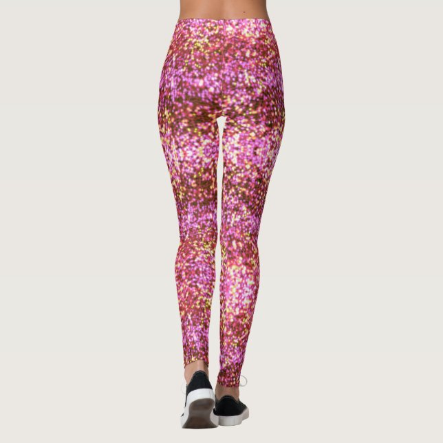 Pink gold silver sparkling glittery pattern  leggings (Back)