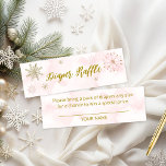 Pink Gold Snowflake Girl Baby Shower Diaper Raffle Mini Business Card<br><div class="desc">Adorable calligraphy with snowflakes,  winter-themed baby shower invitations. Easy to personalised with your details. Check the collection to find matching items as enclosure cards.</div>