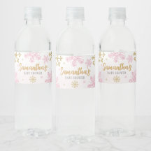 Pink Gold Snowflakes Baby Shower