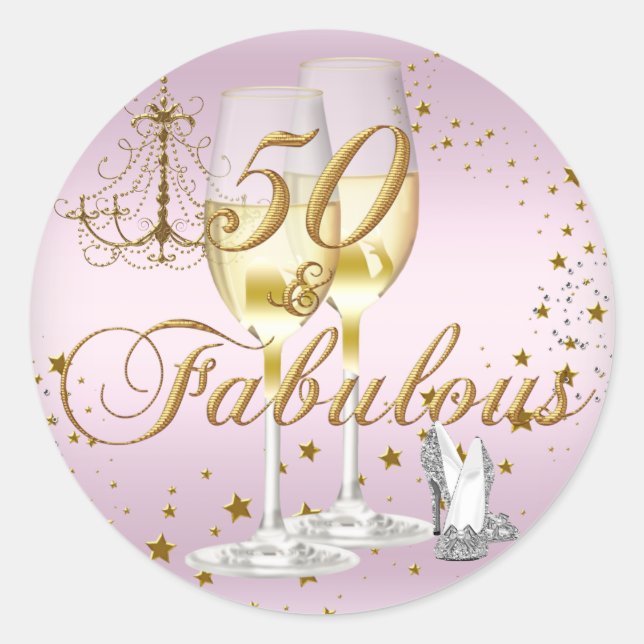 Pink Gold Sparkle 50 & Fabuleux Sticker Anniversai (Devant)