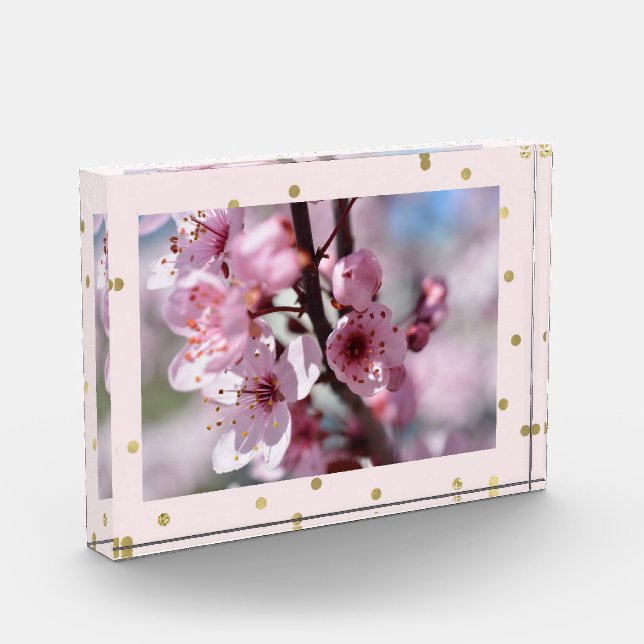 Pink Gold Sparkle Confetti Personalized Photo (Left)