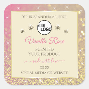 Pink Gold Sparkle Glitter Cream Product Label Logo