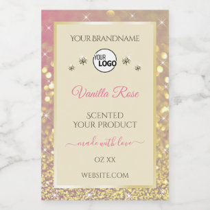 Pink Gold Sparkle Glitter Cream Product Label Logo