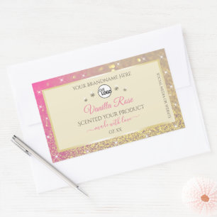 Pink Gold Sparkle Glitter Cream Product Label Logo
