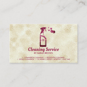Pink & Gold Sparkle Spray Bottle Business Card