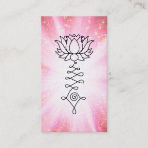 *~* Pink Gold Sparkles Lotus Reiki Healing Energy Business Card
