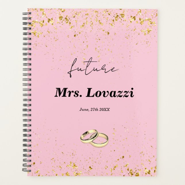 Pink Gold Sparkles Wedding Planner (Front)