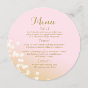 Pink Gold Sparkour Round Menu ffe3ea