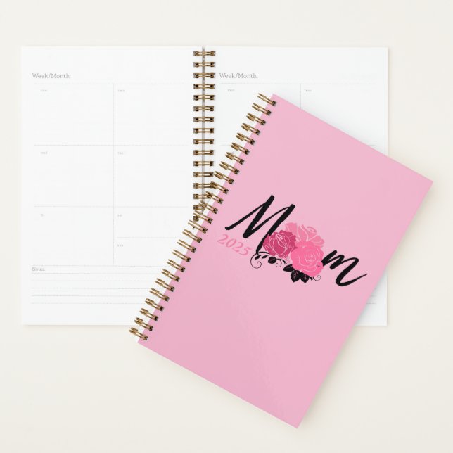 Pink Gold spiral notebook for mom Planner (Display)