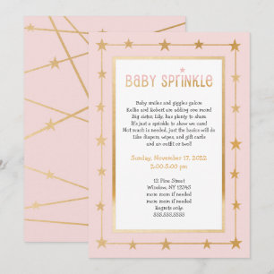 Pink Gold Stars moderne fille invitation d'arrosag