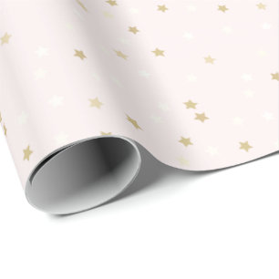 Pink Gold Stars Wrapping Paper