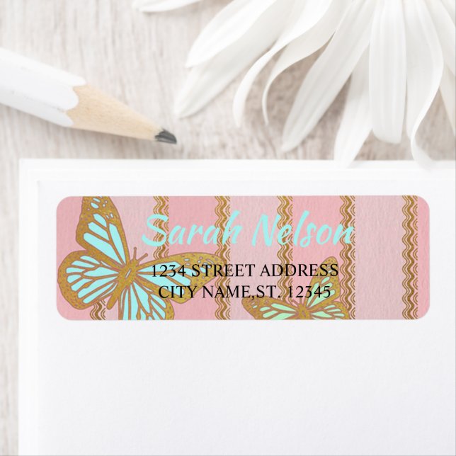 Pink Gold Stripes and Buterfly (Insitu)