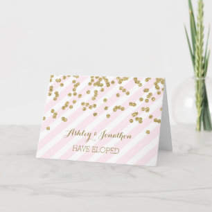 Pink Gold Stripes Elopement Announcement Card