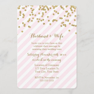 Pink Gold Stripes Wedding Vow Renewal Invitation