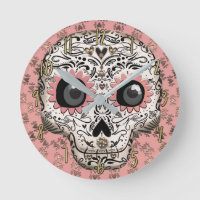 Pink & Gold Sugar Skull & Cute Whimsical Hearts