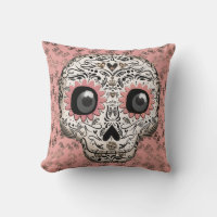 Pink & Gold Sugar Skull & Cute Whimsical Hearts