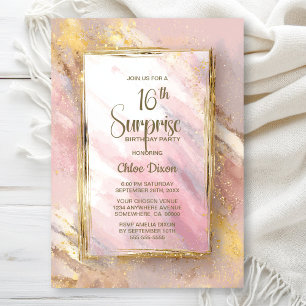 Pink Gold Surprise 16th Birthday Party Invitation
