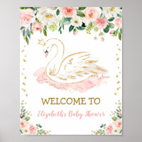 Pink Gold Swan Princess Girl Baby Shower Welcome