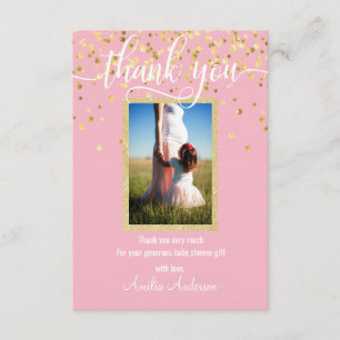 Pink Gold THANK YOU Baby Shower Girl   PHOTO Card