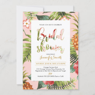 Pink & Gold   Tropical Bridal Shower Invitation