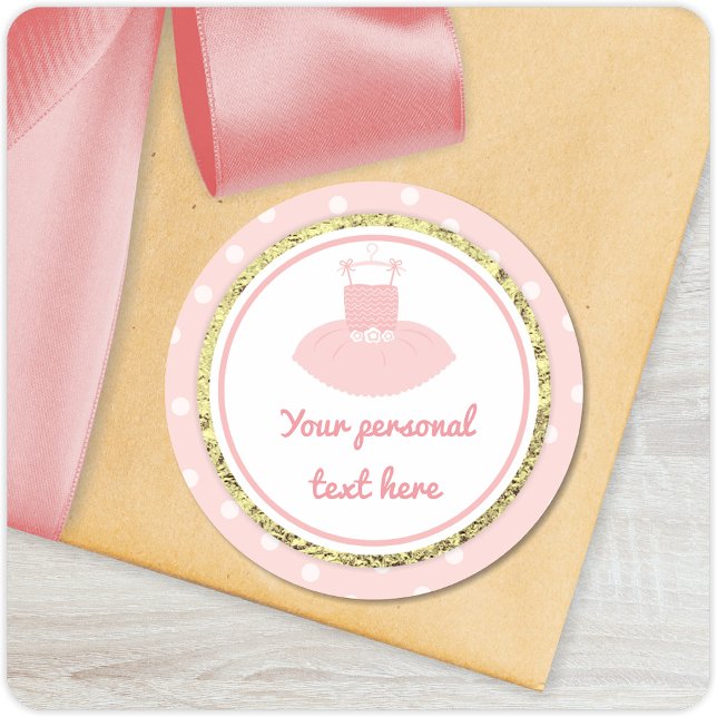 Pink & Gold Tutu Baby Shower Round Sticker (Creator Uploaded)