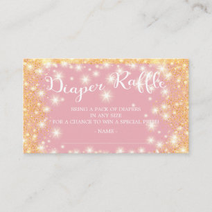 Pink & Gold Twinkle Star Diaper Raffle Ticket Enclosure Card