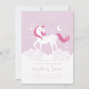 Pink Gold Unicorn Anniversaire Fête Invitation fil