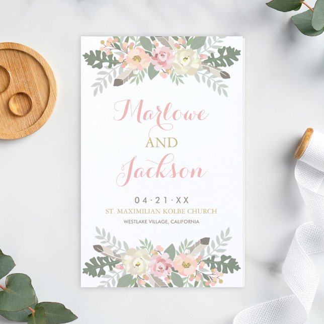 Pink Gold Vintage Boho Floral Wedding Ceremony (Creator Uploaded)