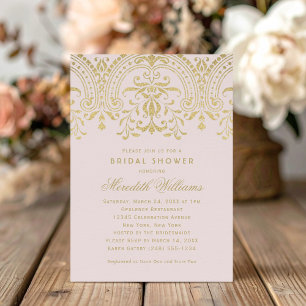 Pink Gold Vintage Glamour Wedding Bridal Shower Invitation