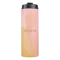 Pink Gold Watercolor Abstract Painting Custom Name