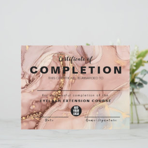  Pink Gold Watercolor  Certificate of Completion