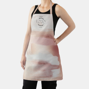 Pink Gold  Watercolor Girly Your Logo Branding Apron